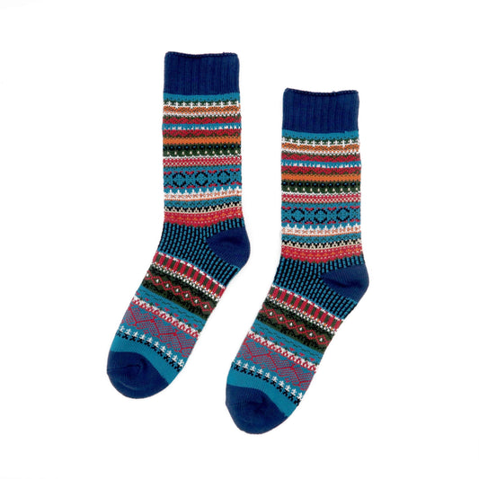 lago socks - navy color with colorful stripe pattern