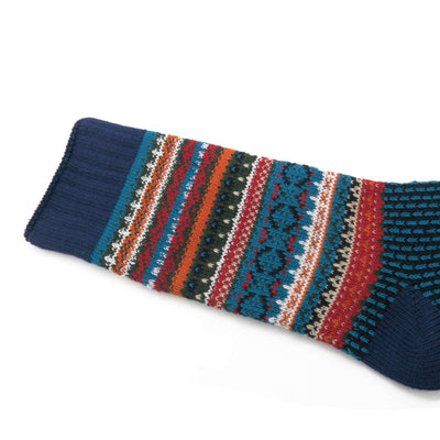lago socks - navy color with colorful stripe pattern