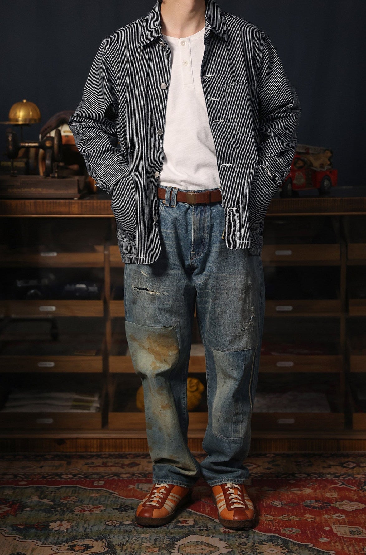 Lightweight Railroad Stripe Workwear Jacket