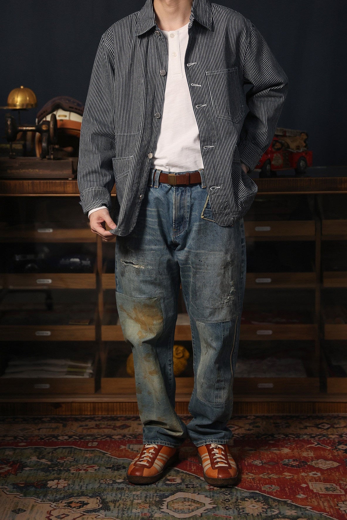 Lightweight Railroad Stripe Workwear Jacket