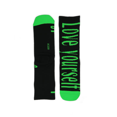 love yourself statement neon green socks