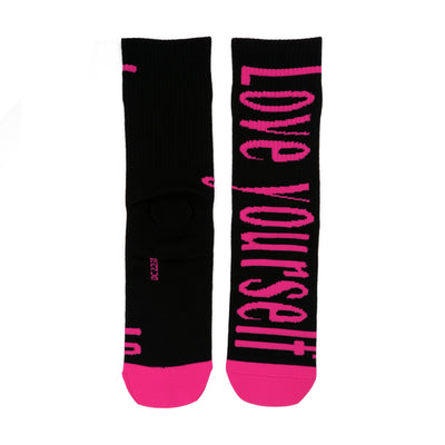 love yourself statment neon pink socks