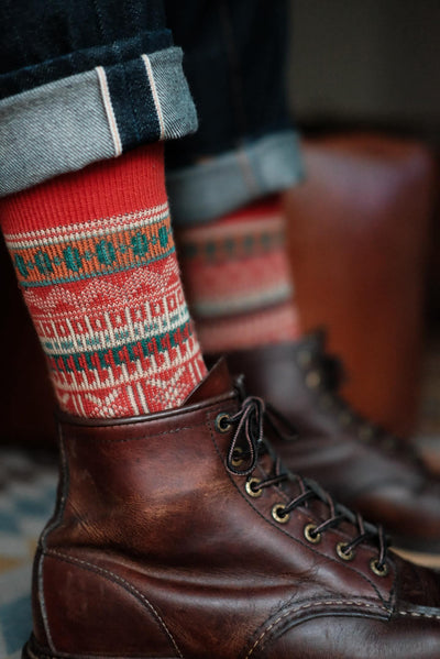 Malaita Sock - Red  with brown red wing Comfysocks