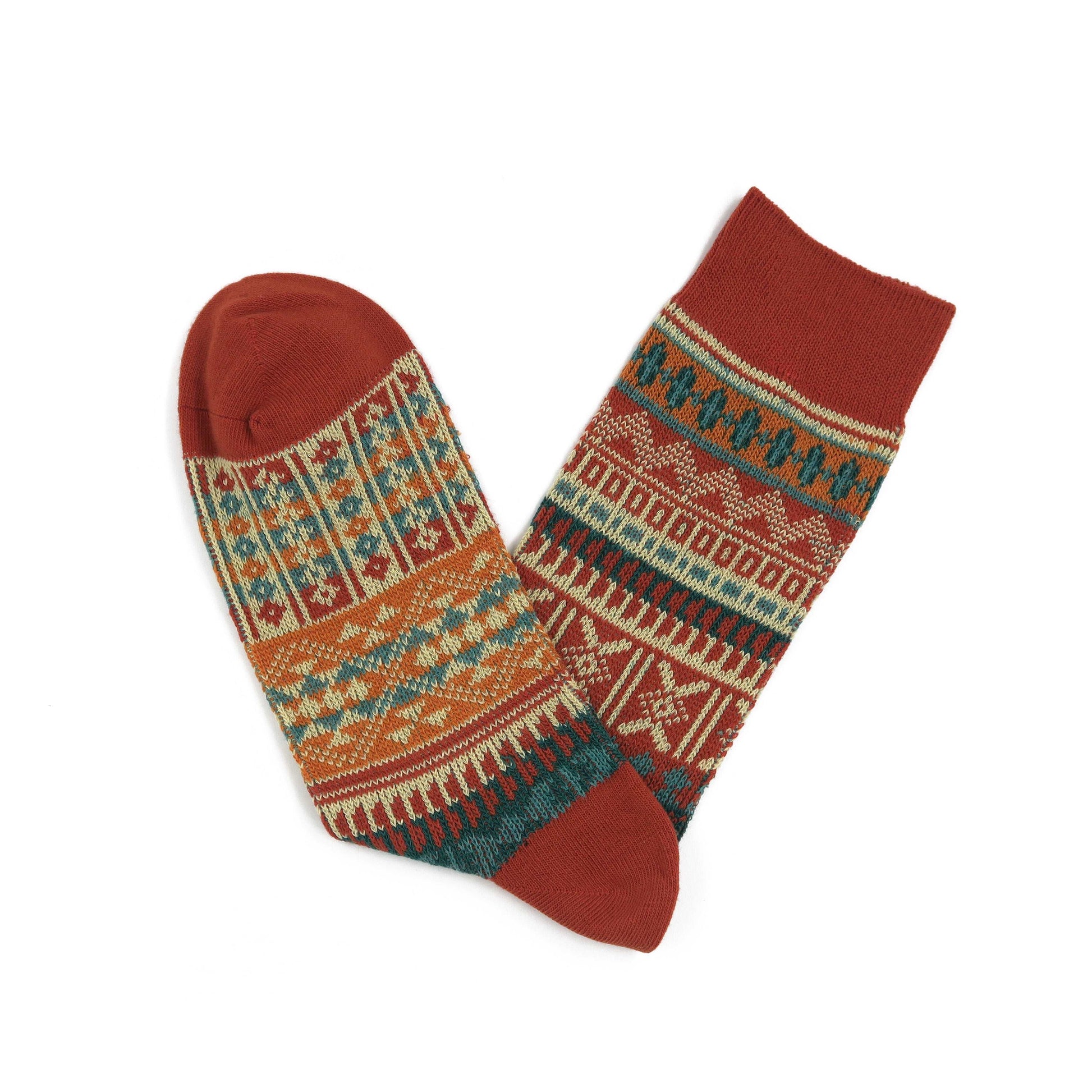 malaita socks - red tribal pattern socks - comfysocks