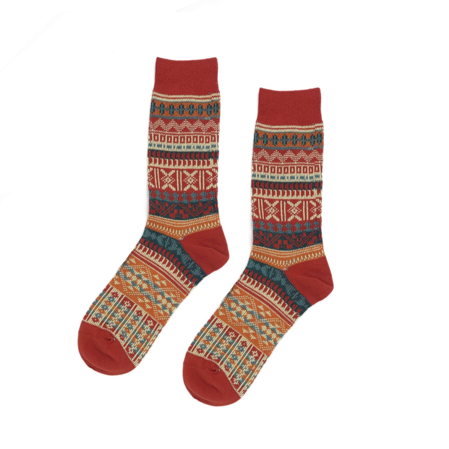 malaita socks - red tribal pattern socks - comfysocks
