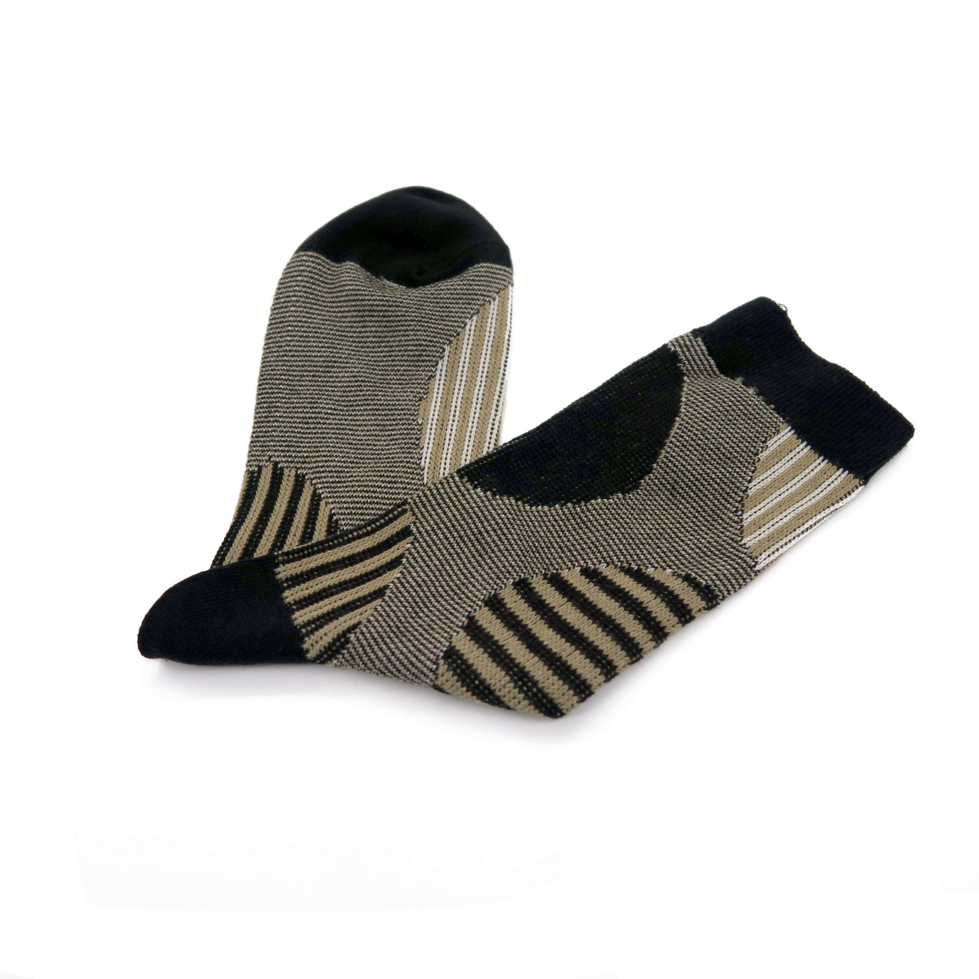 marui black socks - stripy big polka dots pattern