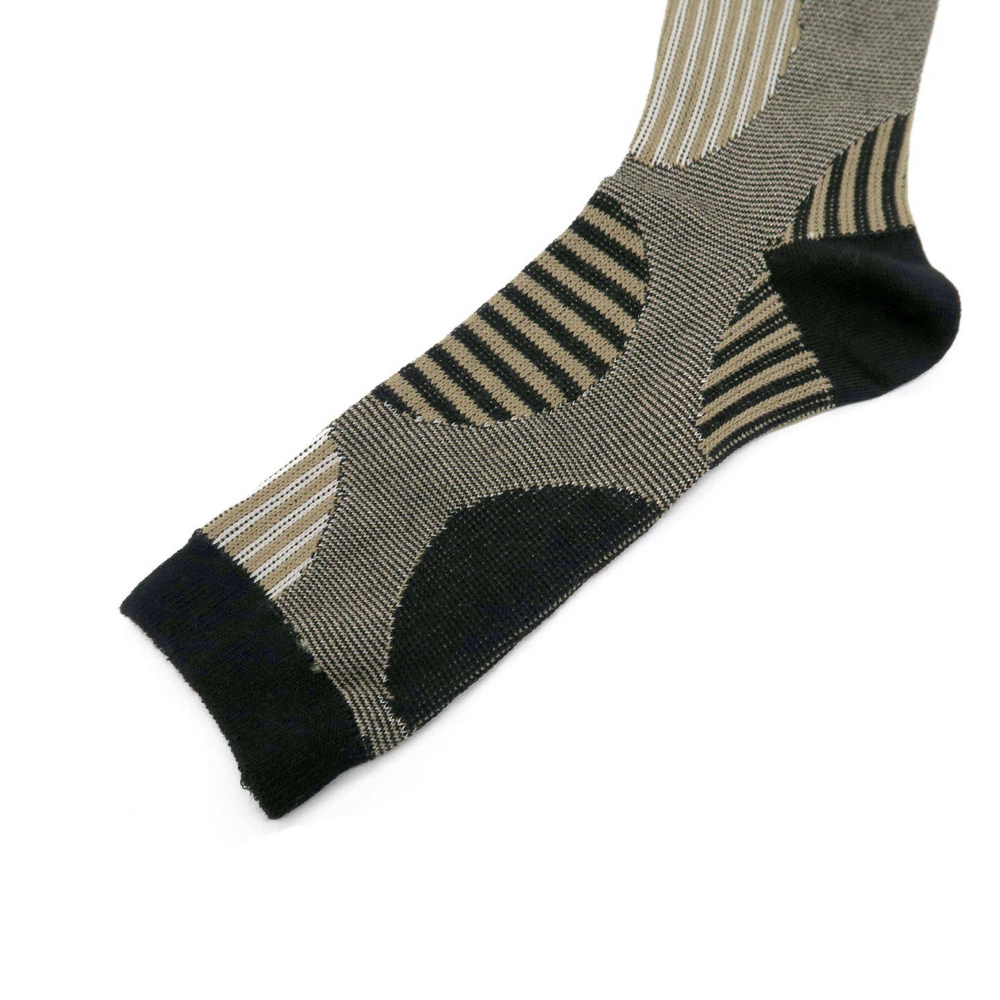 marui black socks - stripy big polka dots pattern