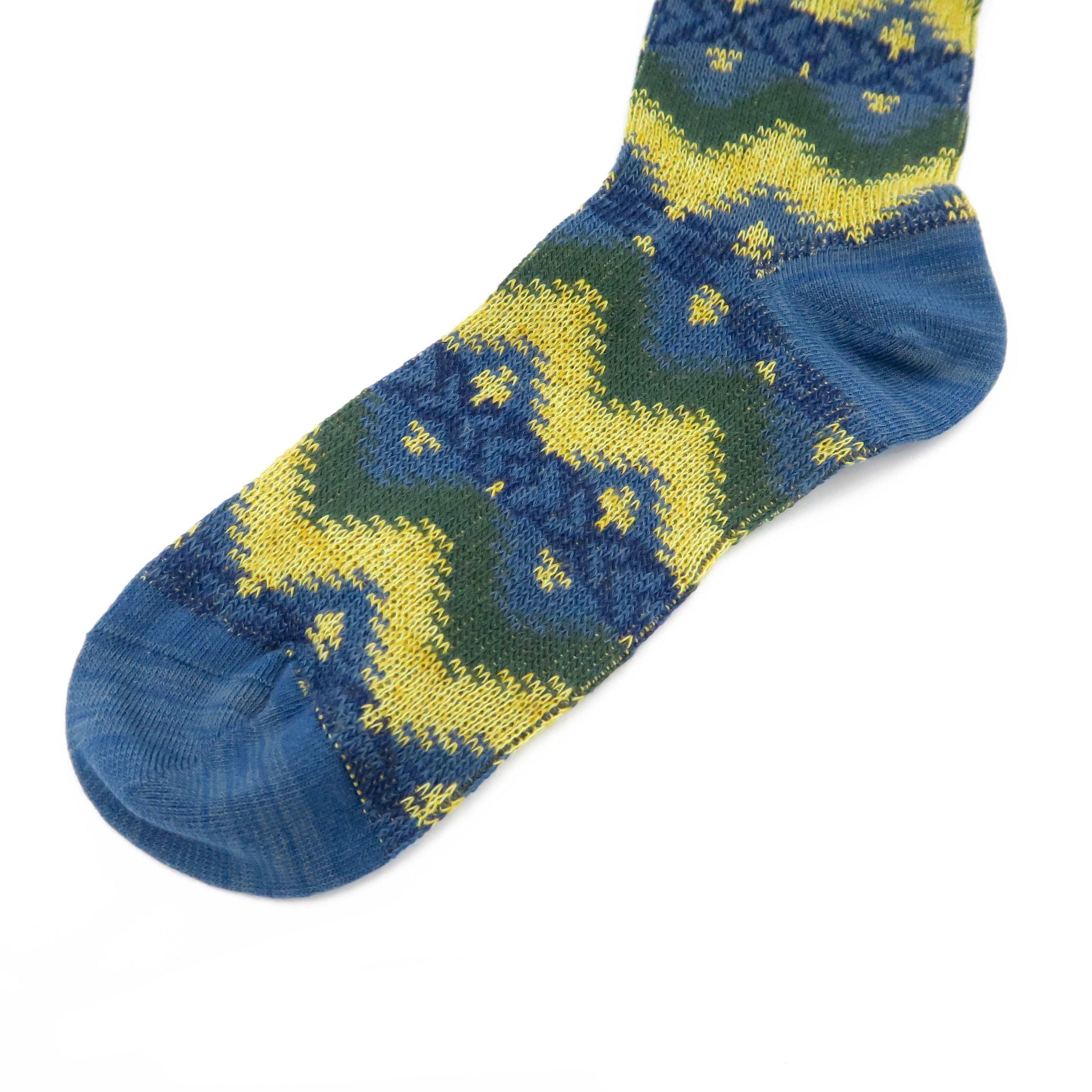 maze pattern yellow and navy socks