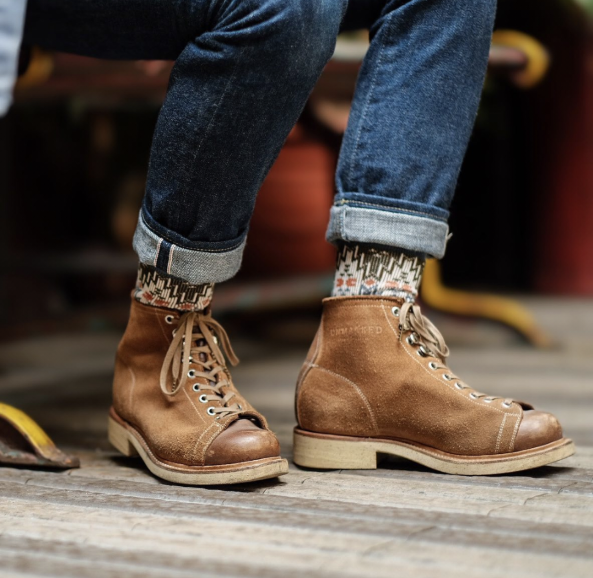 Maze Tribal Socks - 	Maze Tribal Socks - Blue & Olive - Comfysocks