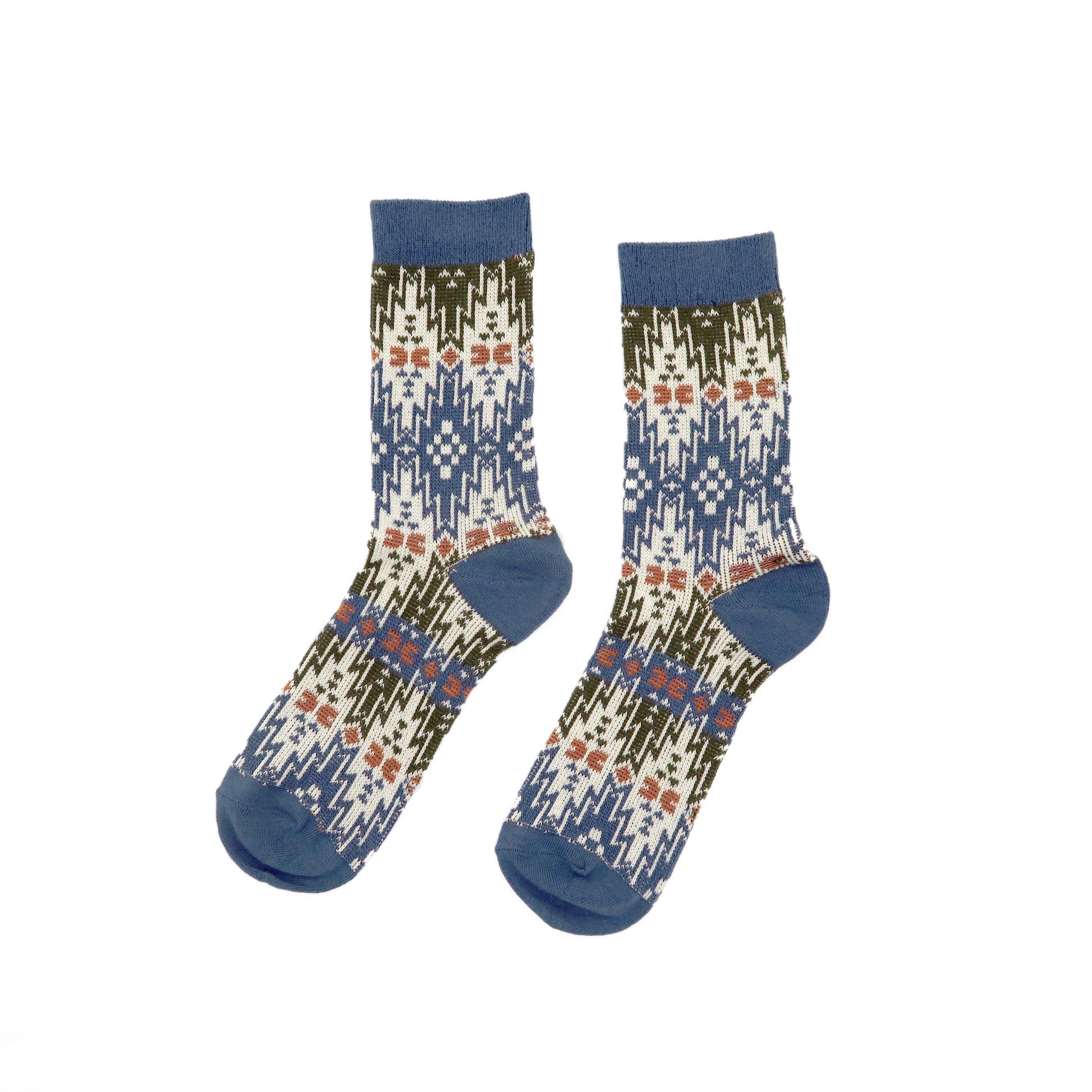 Maze Tribal Socks - 	Maze Tribal Socks - Blue & Olive - Comfysocks