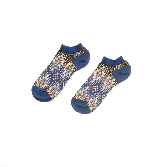 maze green and blue ankle low sock