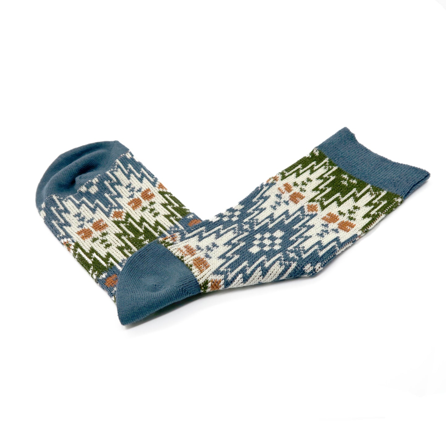 Maze Tribal Socks - 	Maze Tribal Socks - Blue & Olive
