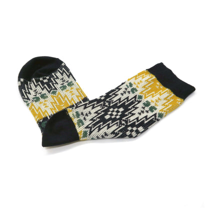 Maze Tribal Socks - Navy & Yellow