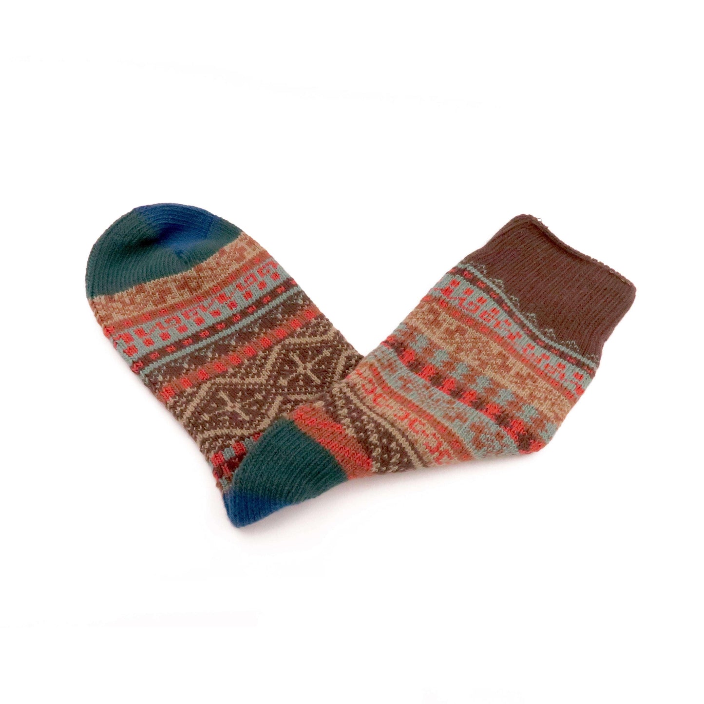 brown color tribal pattern socks - mermaid brown