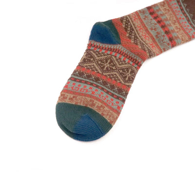 brown color tribal pattern socks