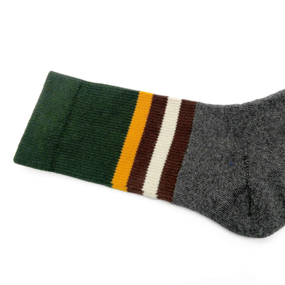 green and grey stripe thick winter sock