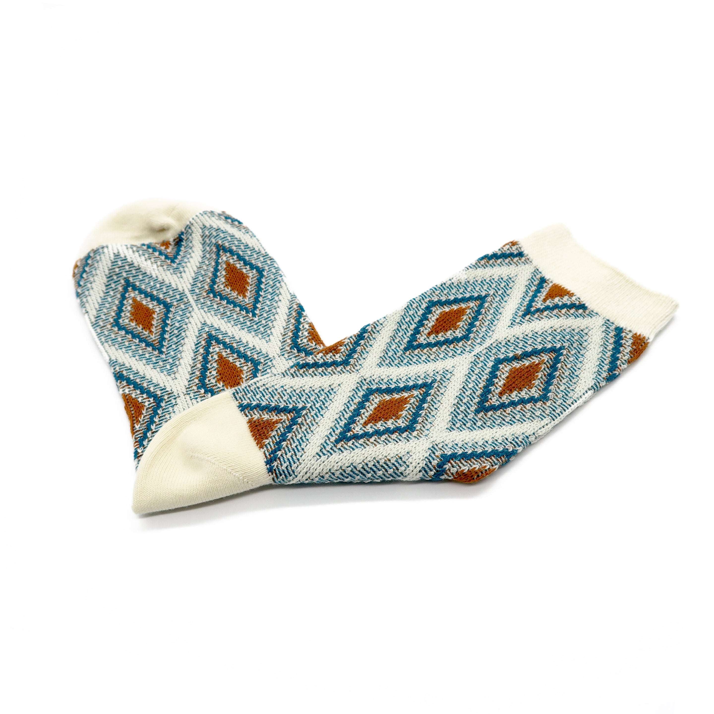 white mosaic pattern socks