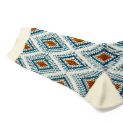 white mosaic pattern socks