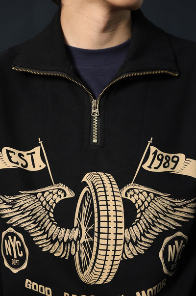 rio biker sweatshirt black cream color block