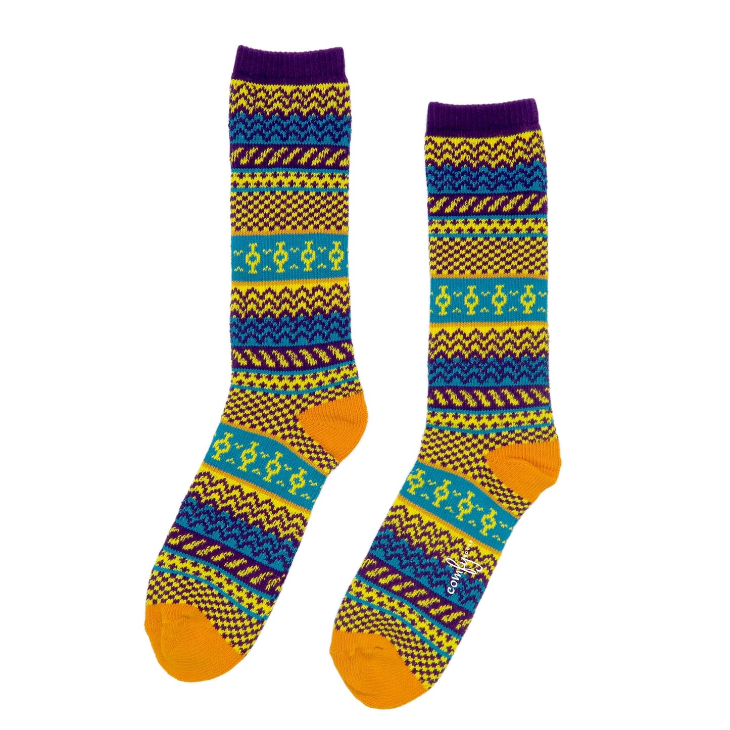 murasaki tribal sock - orange and purple tribal sock