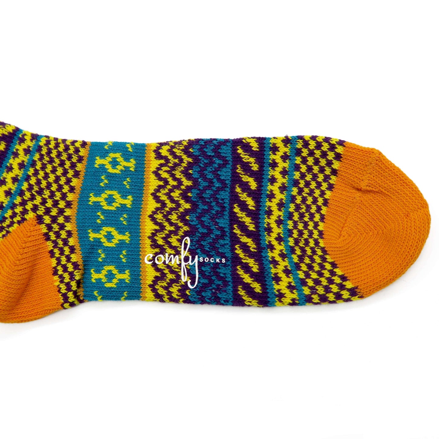 murasaki tribal sock - orange and purple tribal sock