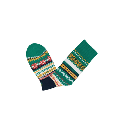 Cozy green and yellow crew socks for men and women