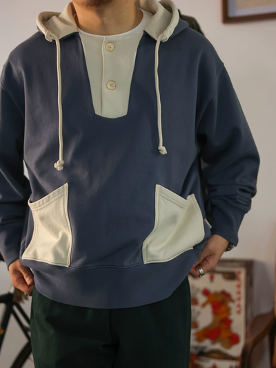 khaki brown contrast hoodie vintage style sweatshirt