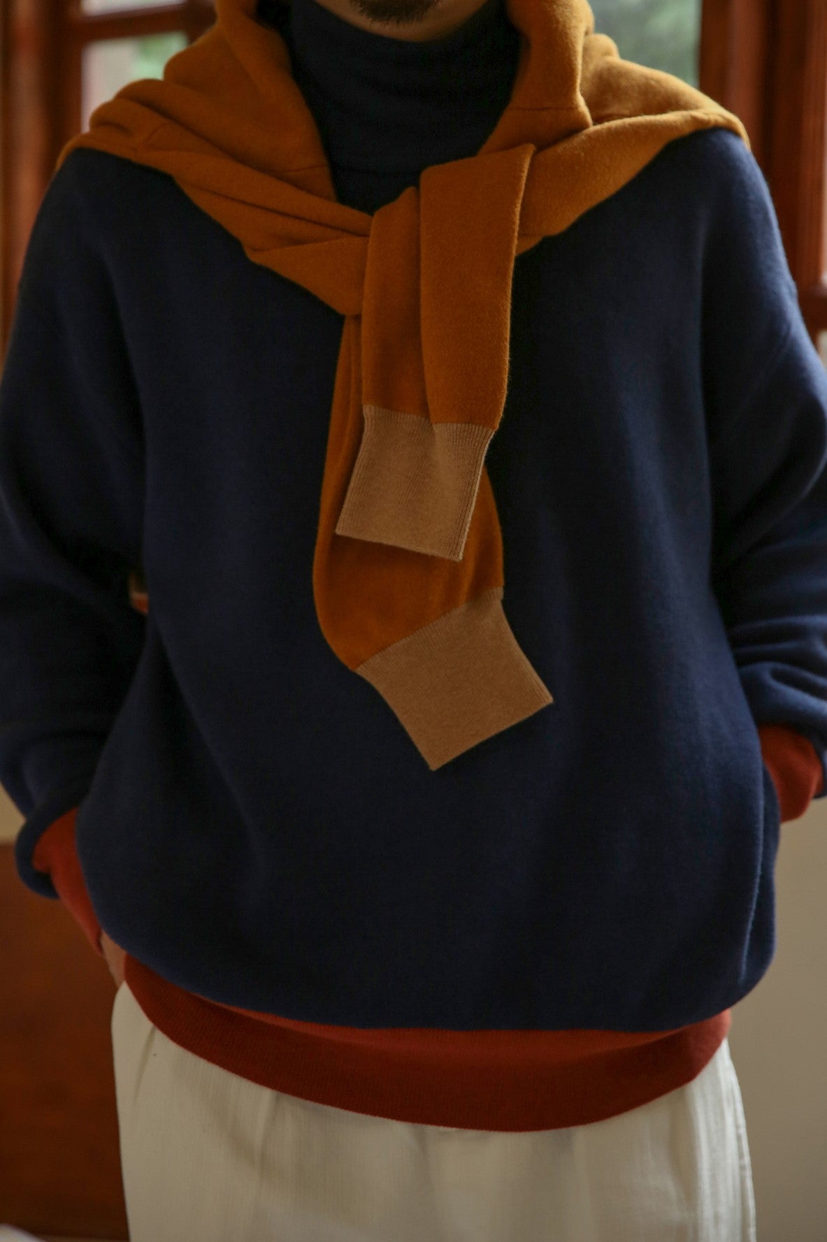 Two Tone Colour Oversize Mixed Cashmere Sweater Comfysocks