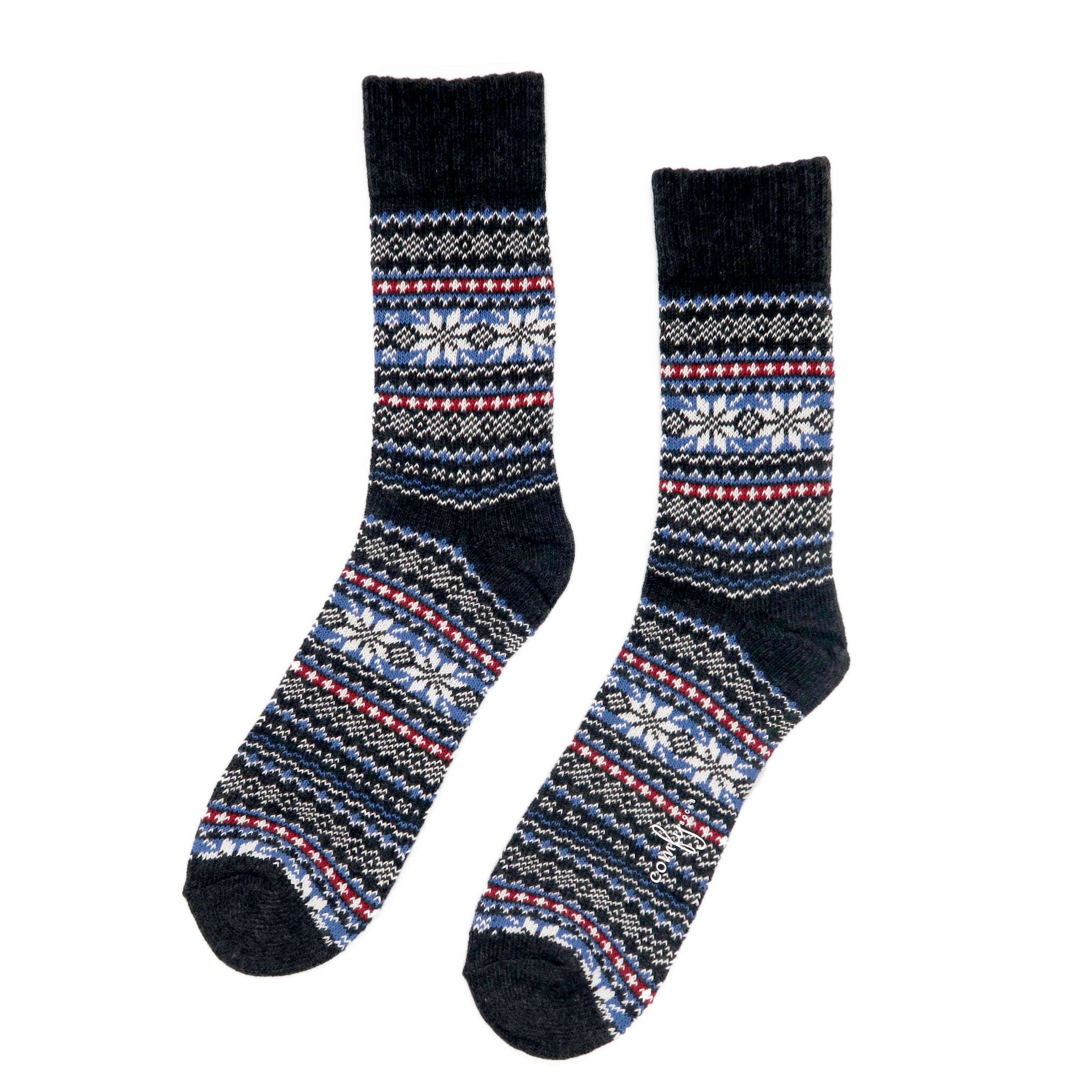 nordic - snowflake pattern sock in grey color
