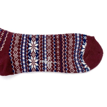 nordic sock - snowflake pattern in red color