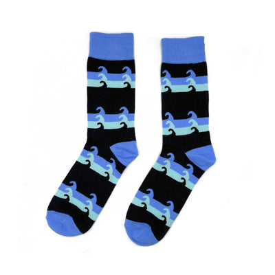 ocean wave blue crew socks