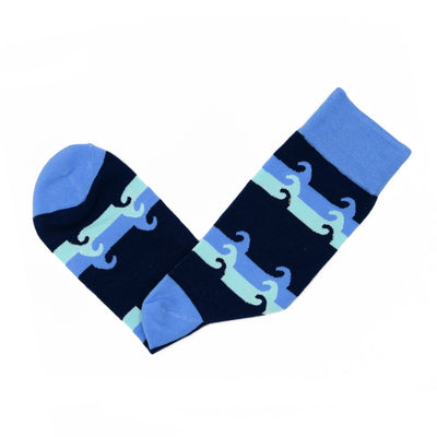 ocean wave blue crew socks