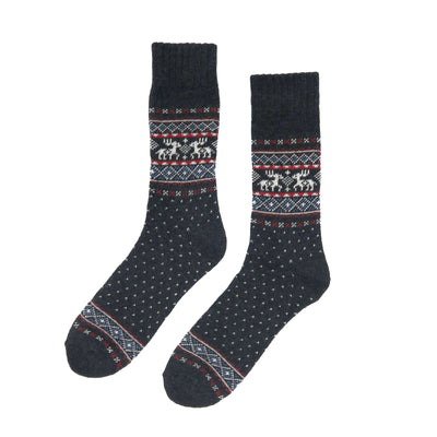 christmas deer crew sock in grey