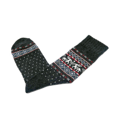 christmas deer crew sock in navy