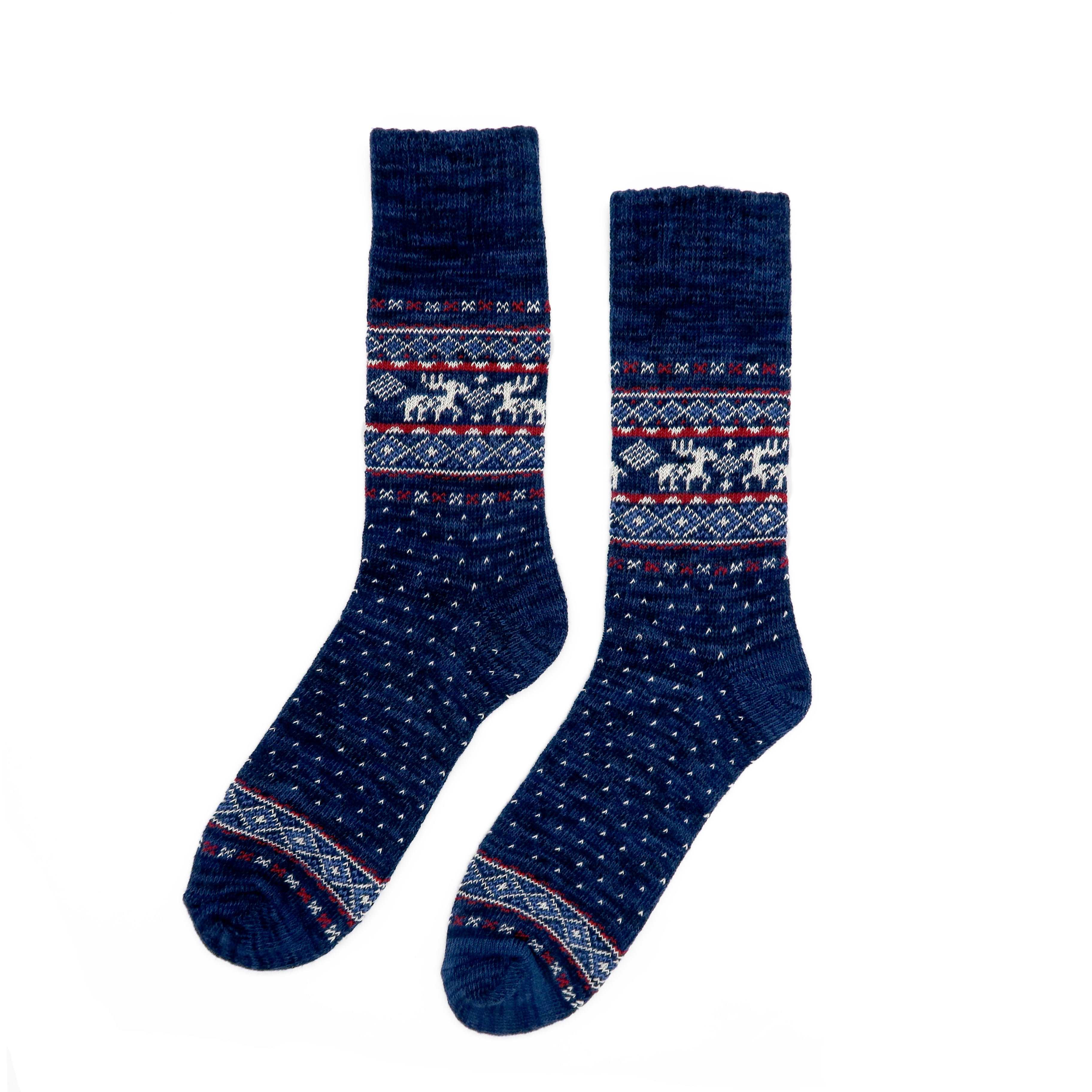 christmas deer crew sock in navy