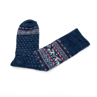 christmas deer crew sock in navy