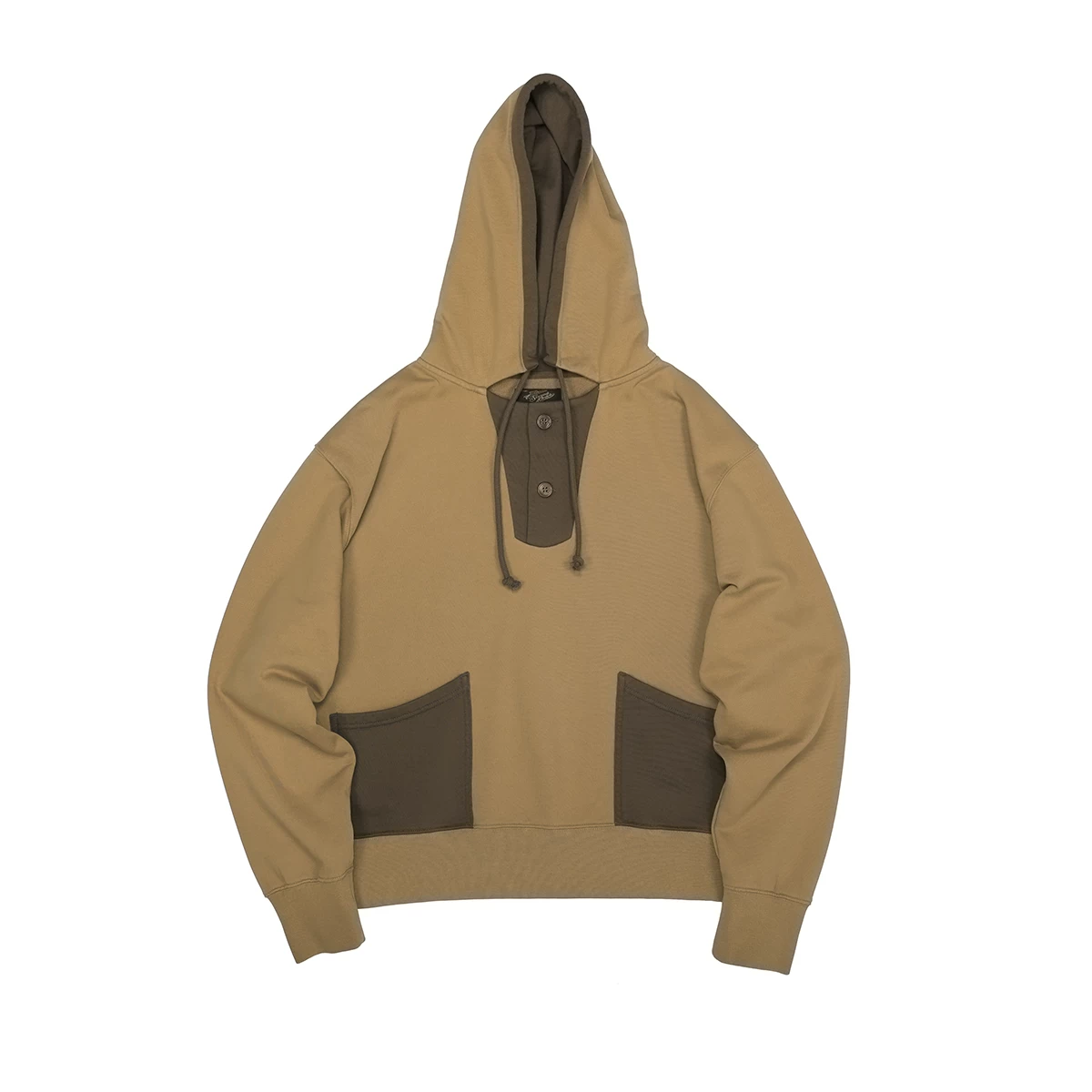 orion-contrast-hoodie-khaki-brown-front