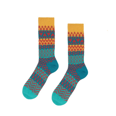 phoneix socks yellow and blue tribal pattern Comfysocks