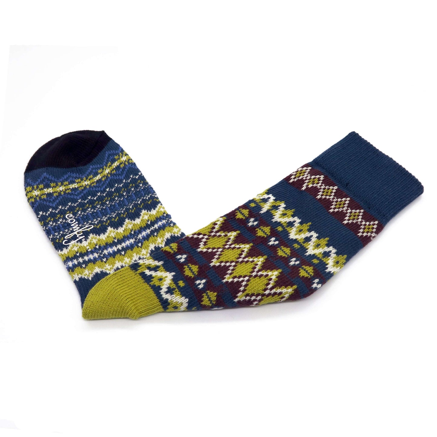 styrka sock - blue and yellow diamond pattern sock