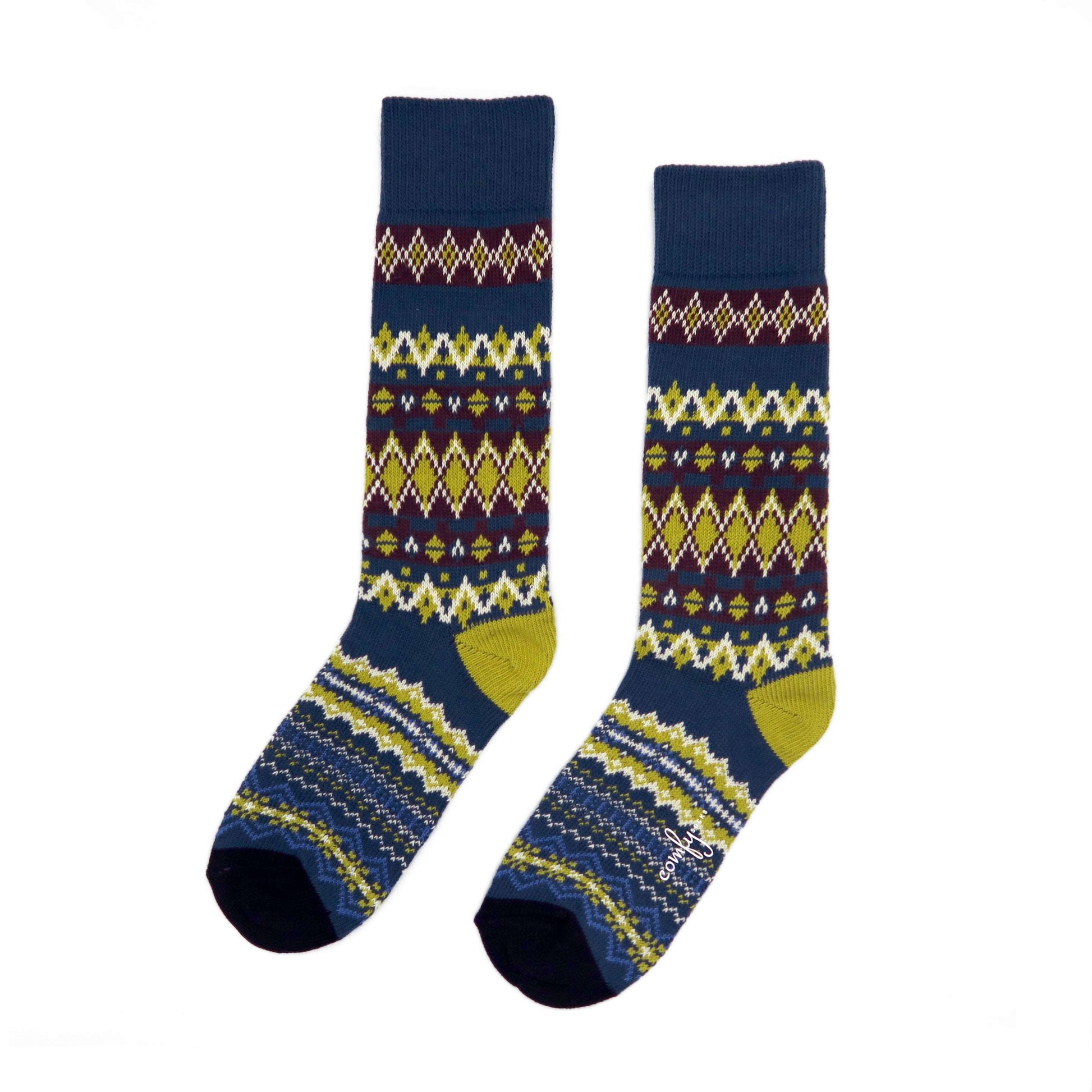 styrka sock - blue and yellow diamond pattern sock