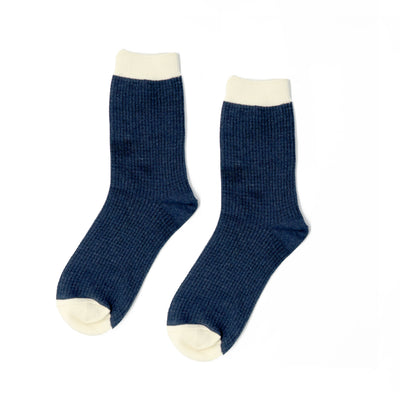 Pixel navy and white unisex sock front