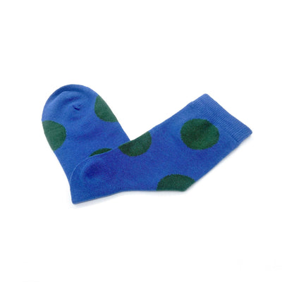 blue socks with green polka dots Comfysocks