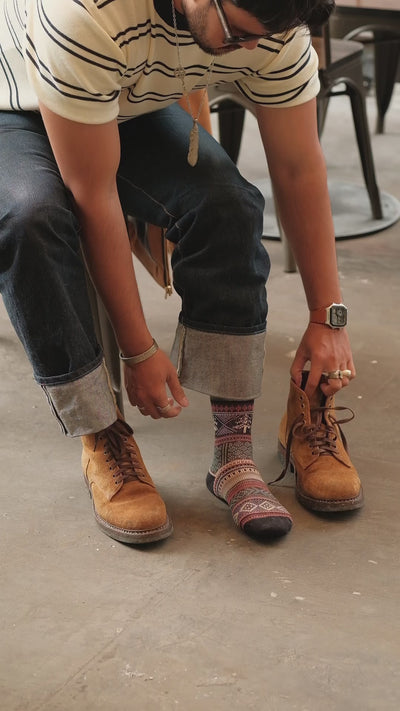 Fumi Black Socks with brown boots Comfysocks