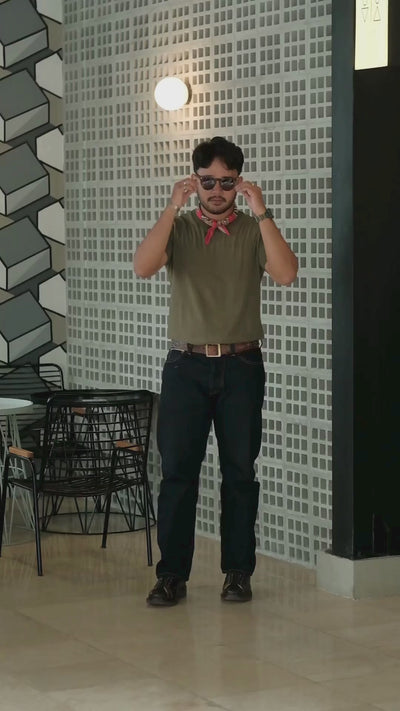 American Cotton Crewneck Tee – Olive Green / Forest Green