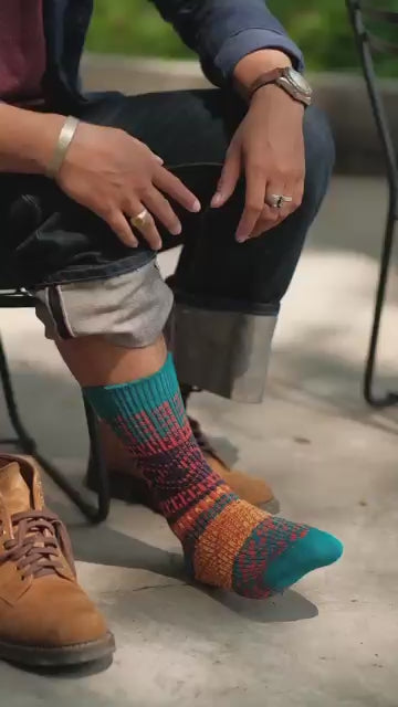 Casade Green Socks with brown boots - Comfysocks