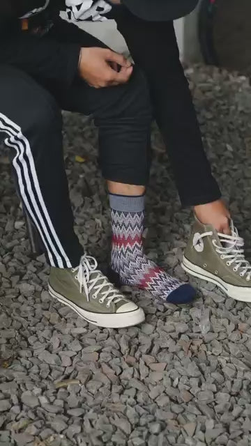 Funky zig zag sock - Navy