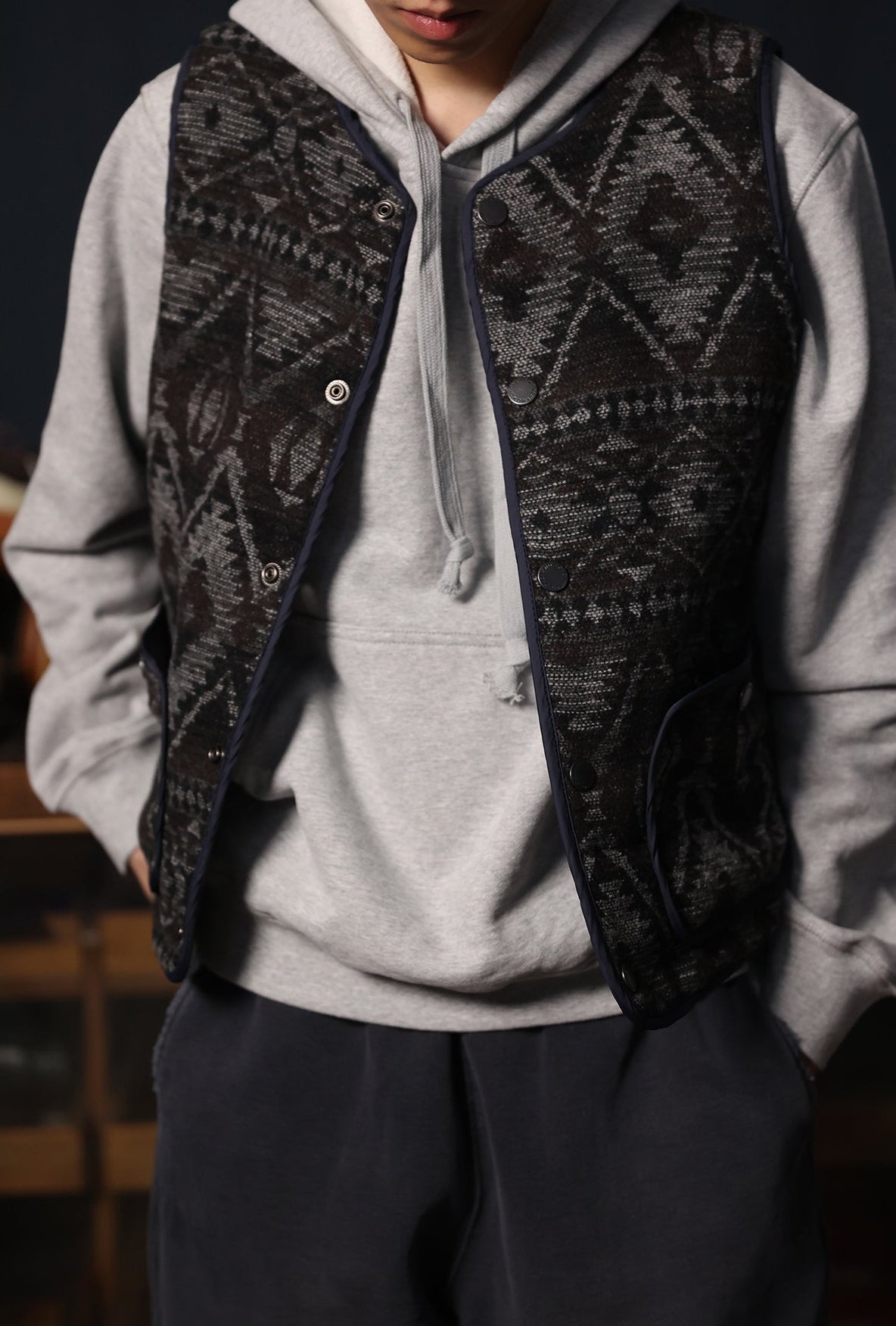 Vintage Reversible Quilted Vest – Tribal Knit Outerwear