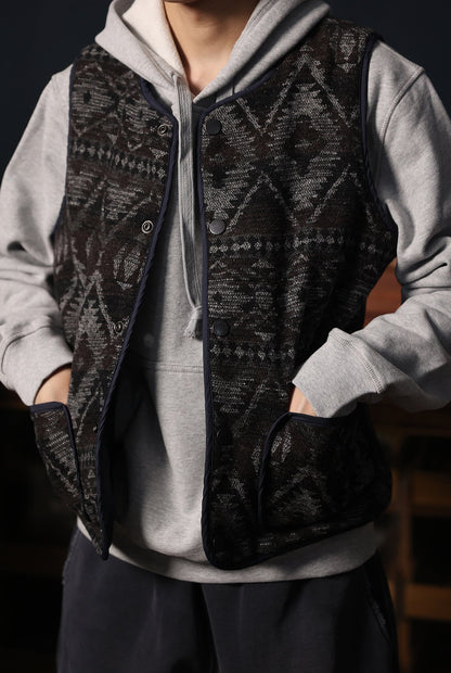 Vintage Reversible Quilted Vest – Tribal Knit Outerwear