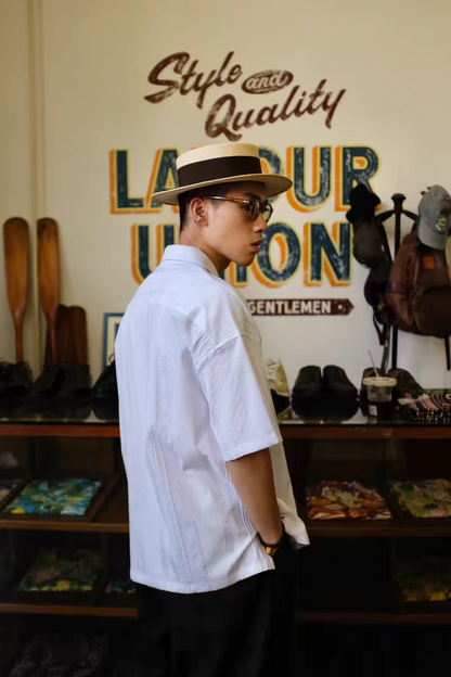 Cuban Jacquard White Shirt Comfysocks