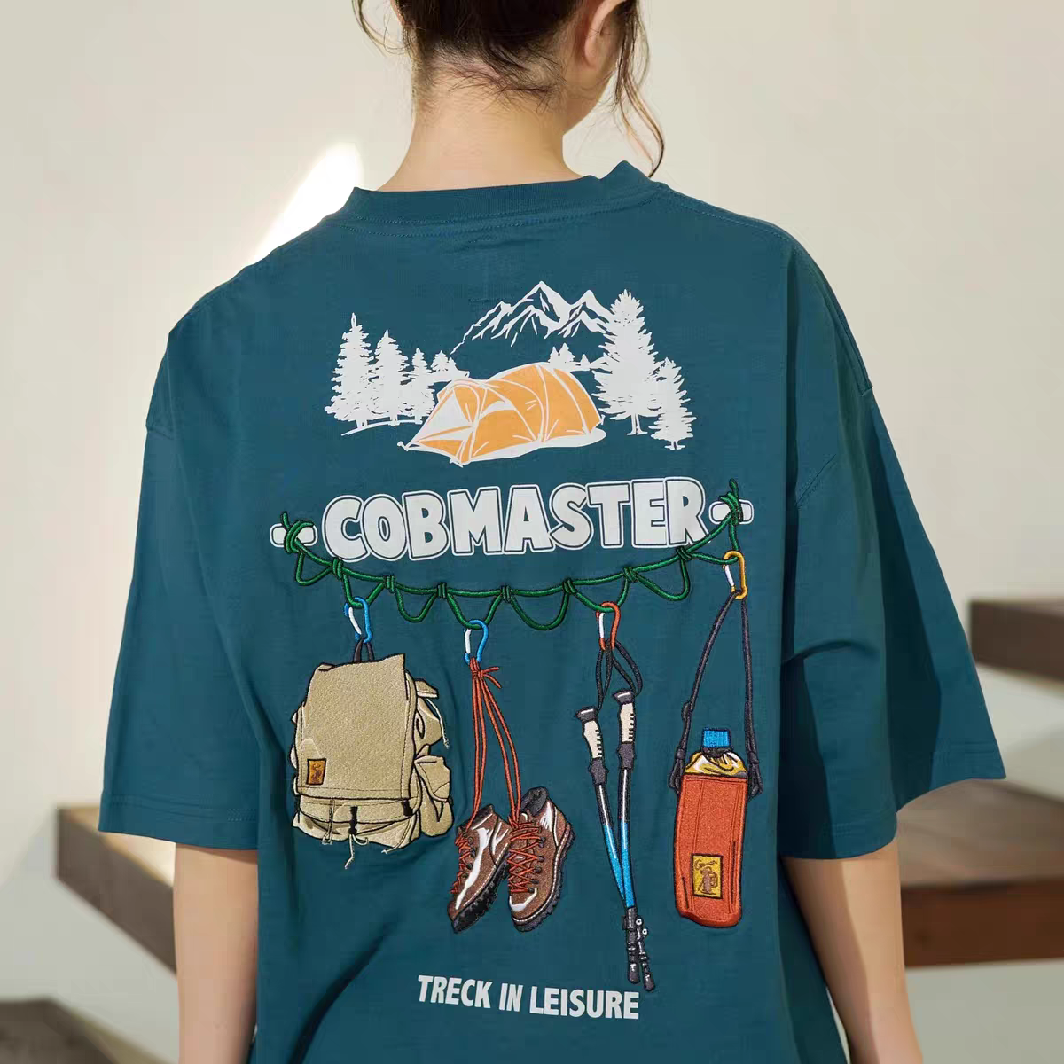 Cobmaster "Trekking Tools" Embroidered Graphic Tee | Quick-Drying Outdoor T-Shirt